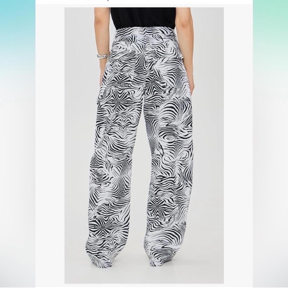 AFRM Black and White Zebra Print Wide Leg Pants